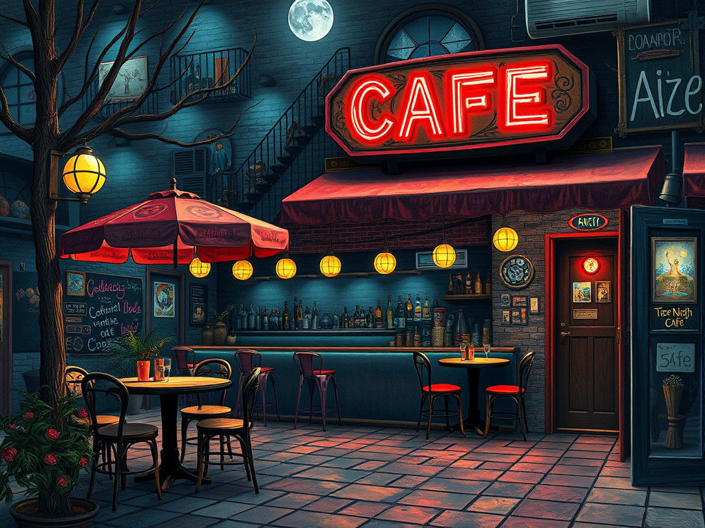 The Night Cafe in Massurrealism Style