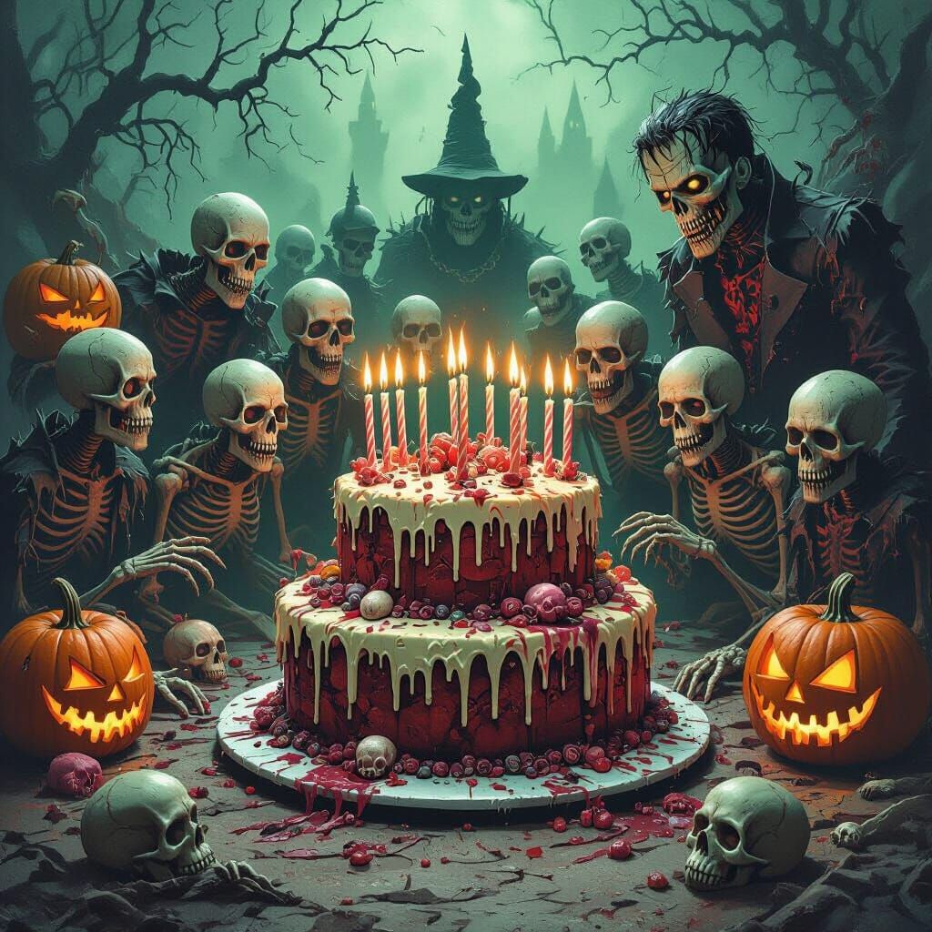 Undead Horde Celebrates Grotesque Organ Cake