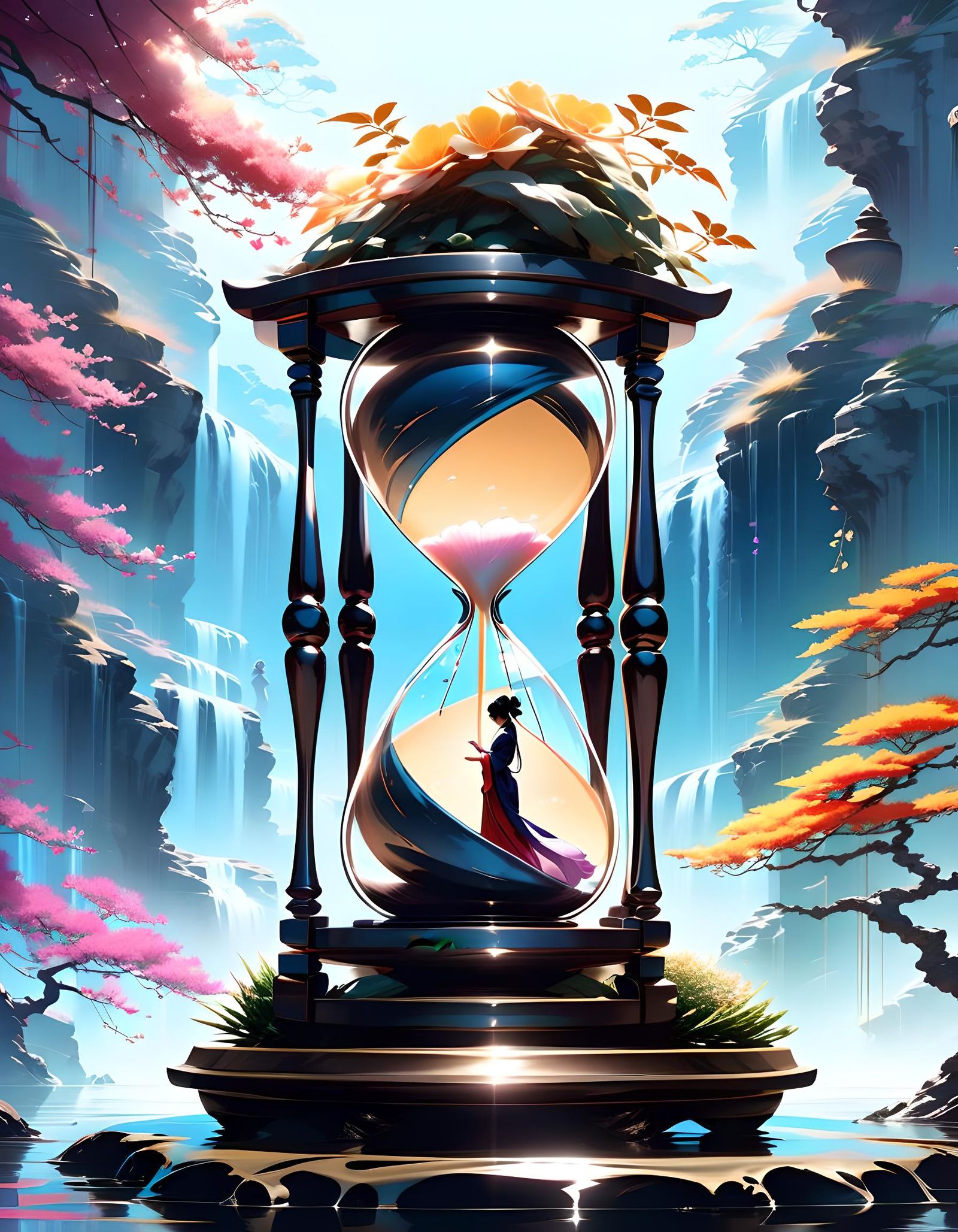 Hourglass Silhouette with Geisha in Golden Age Style