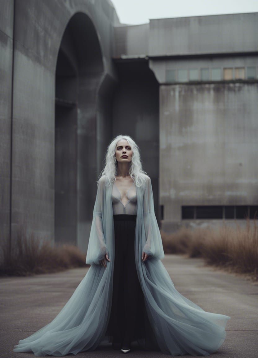 Grey-Haired Model in Editorial Fashion Photo