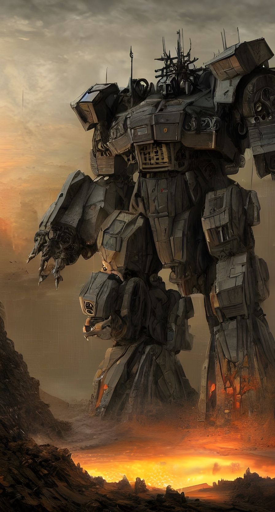 Gigantic Battle Mech Concept Art in 8k Resolution