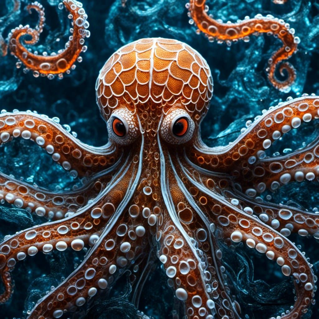 Bioluminescent Lace Octopus in Extreme Close-Up