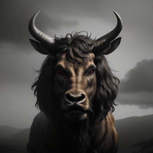 minotaur head and shoulders intricate details, HDR, beautifu...