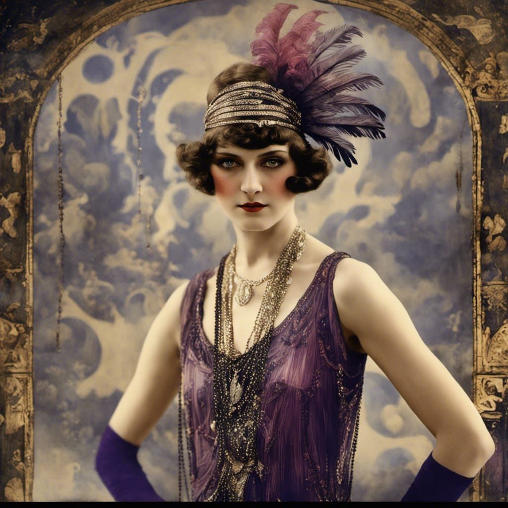 Violet Romer in Flapper Style, Detailed Matte Painting