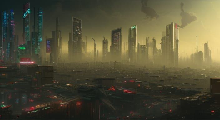 Cyberpunk Cityscape: Gritty Dystopian Metropolis