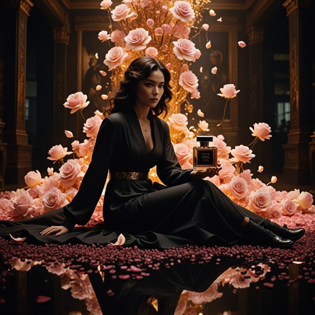 Ethereal Perfume Aura in Opulent Setting