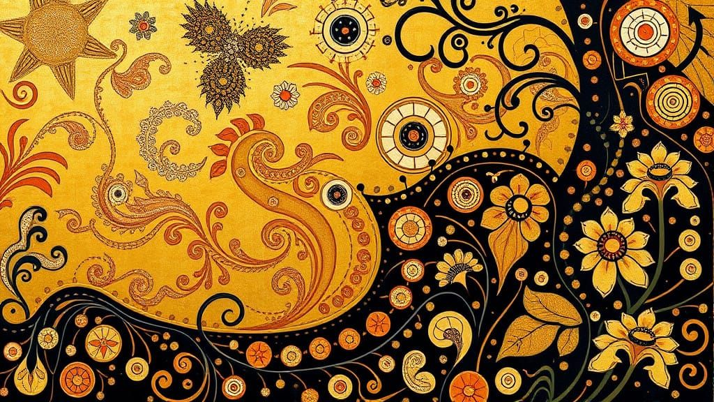 Dreamlike Fusion of Klimt, Haring, and O'Keeffe in Misirlou...