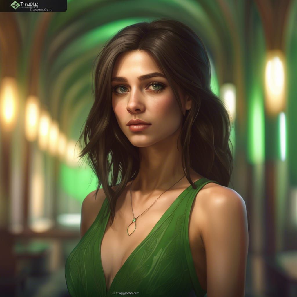 Portrait of a Girl in Art Nouveau Style