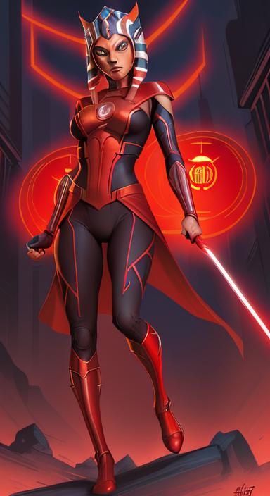 Ahsoka as Red Lantern in Comic Book Art