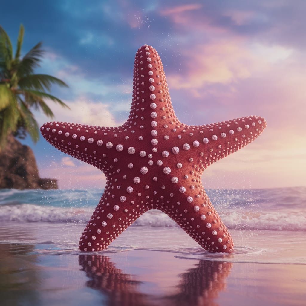Detailed Starfish on Beach Fantasy Concept Art
