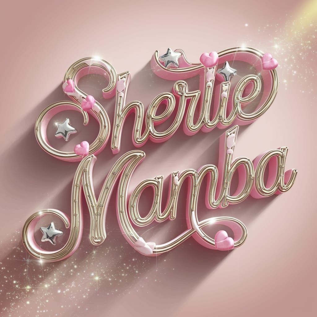 Luxurious Gold "Sherlie Mamba" Name Render on Pink