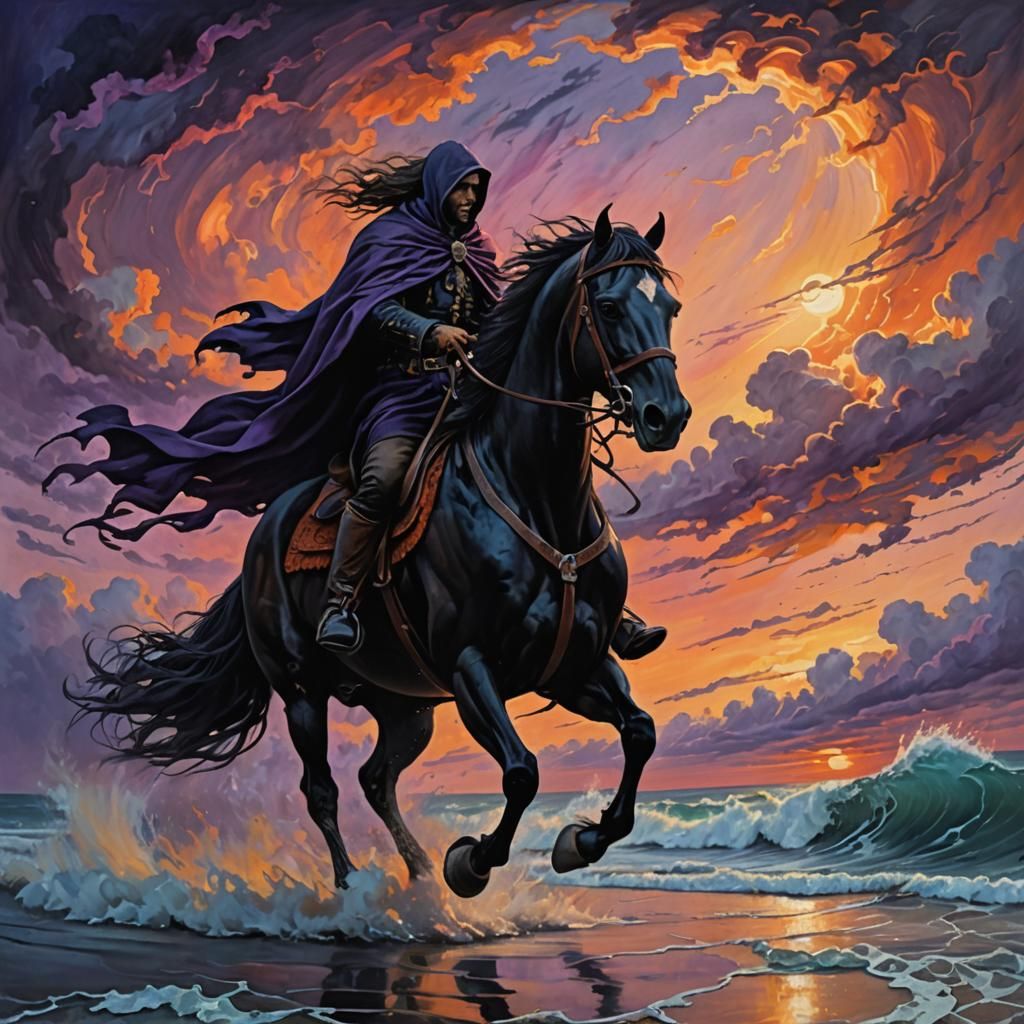 Death Rides Binky: Surreal Twilight Sky Painting