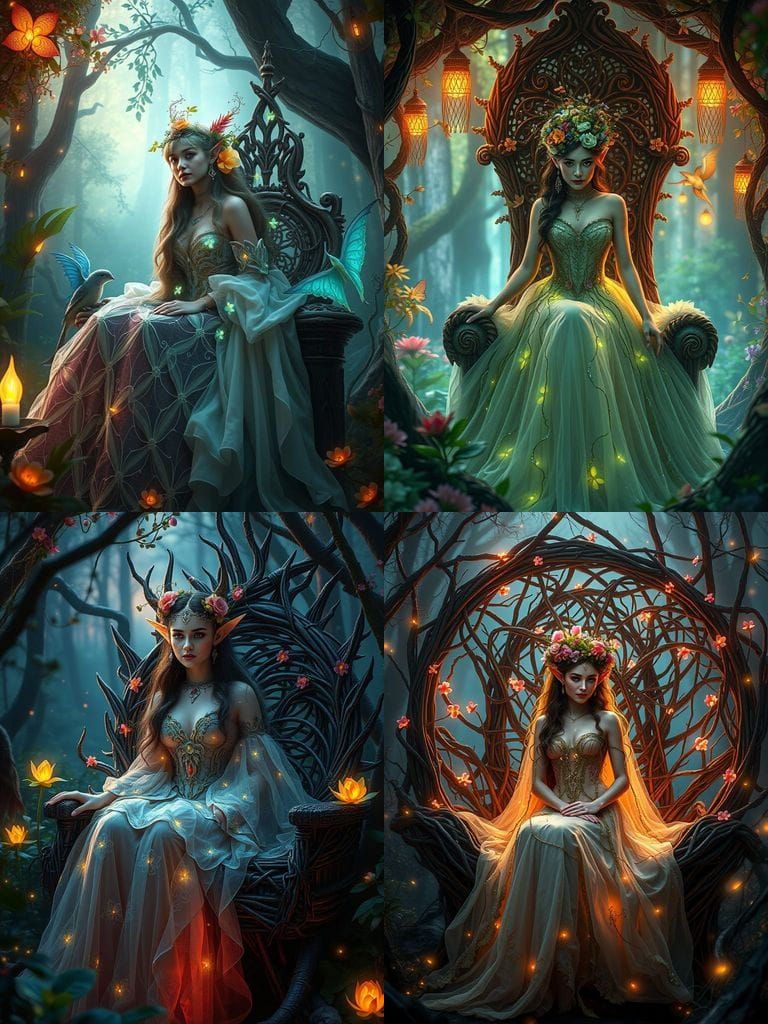 Ethereal Elf Queen in Glade of Bioluminescent Wonders