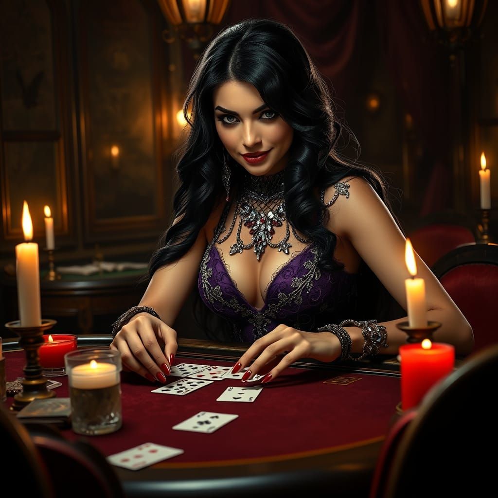 Gothic Sorceress at 1920s Speakeasy, Dark Fantasy Art