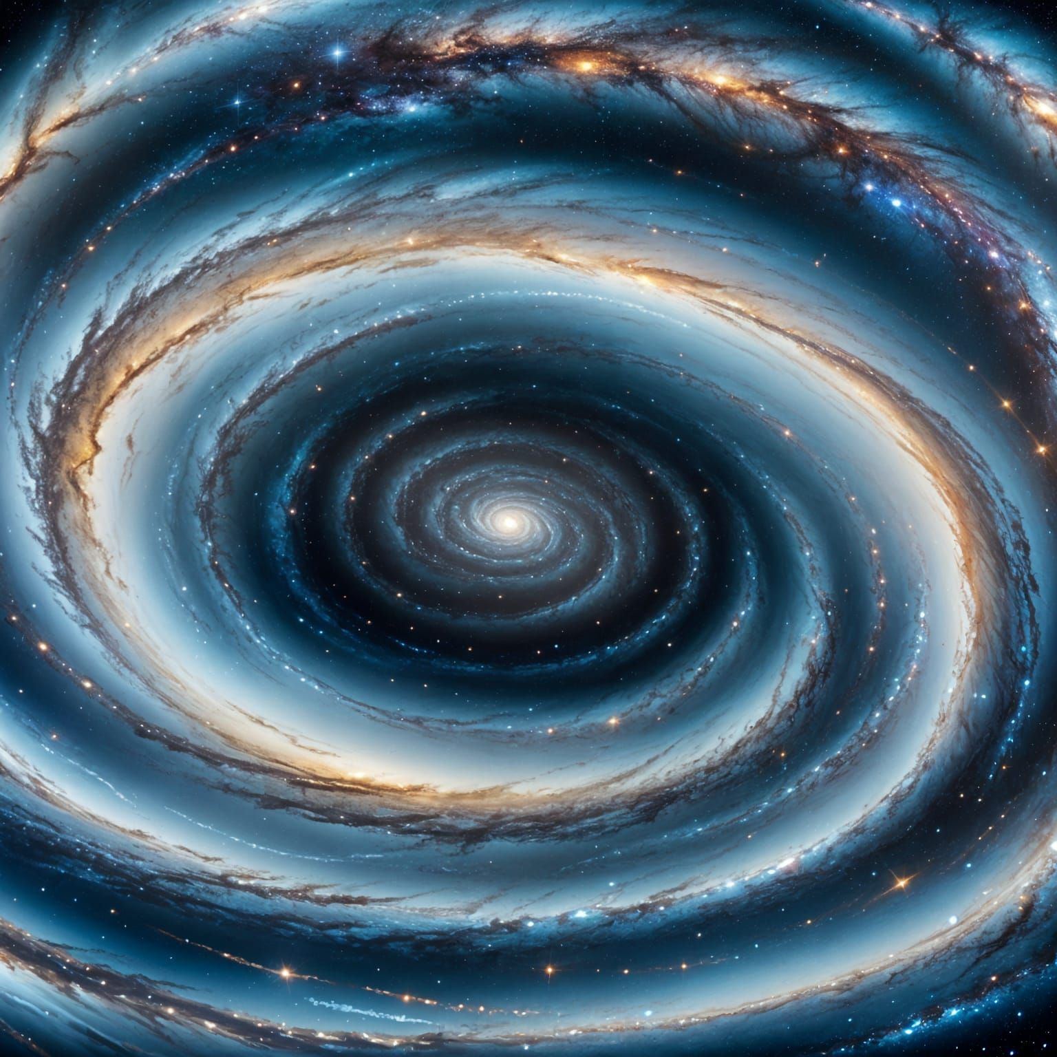 Stunning White and Orange Spiral Galaxy Whirlpool