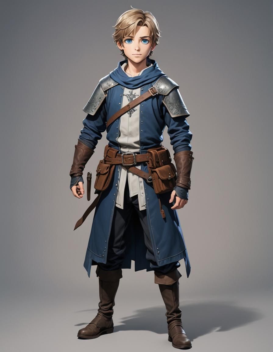 Anime Portrait: Handsome Blond Boy Adventurer