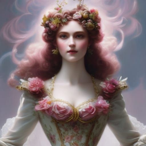 Princess Briar Rose Portrait in Rococo Style