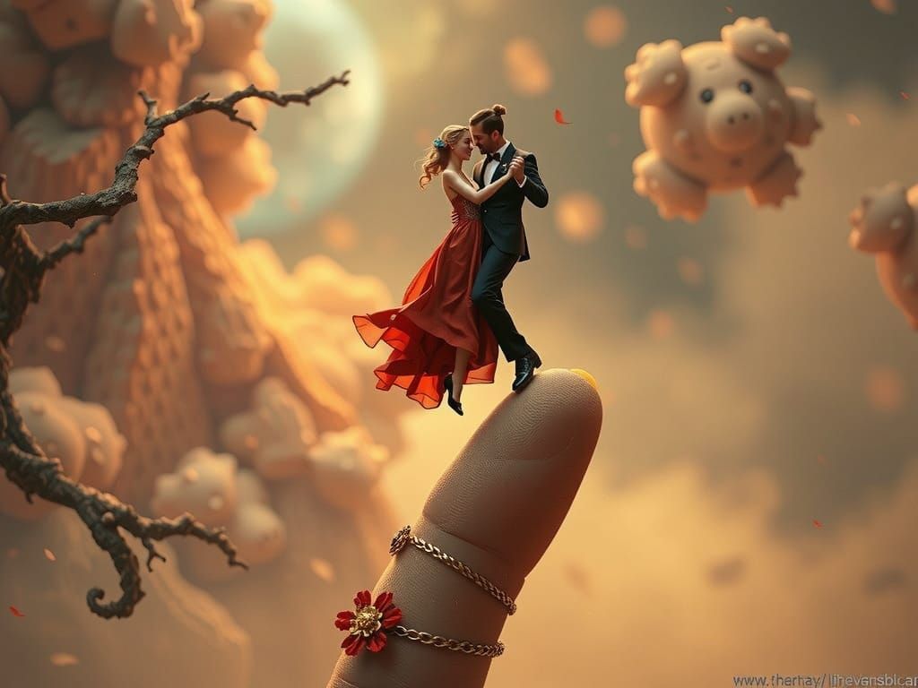 Elegant Tango Dancers on a Whimsical Finger