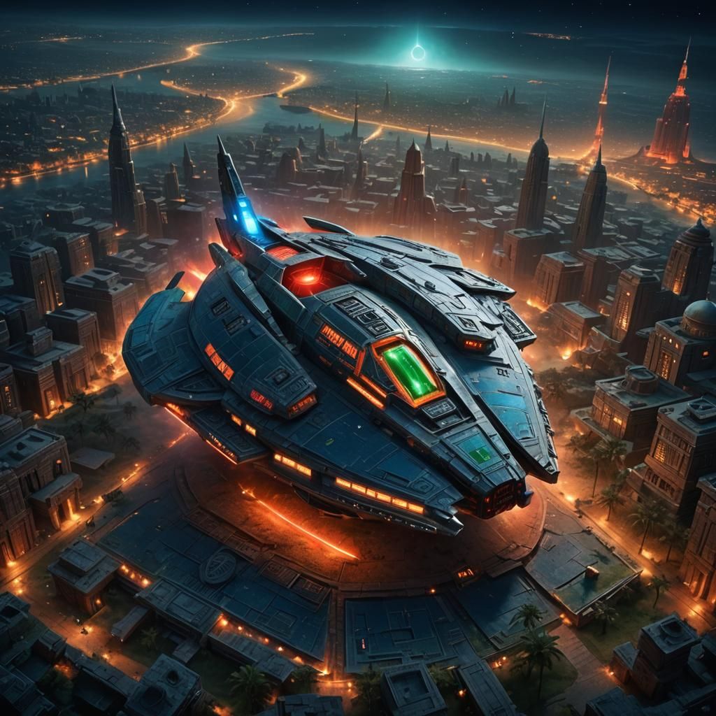 Alien ship landing in Babylon.