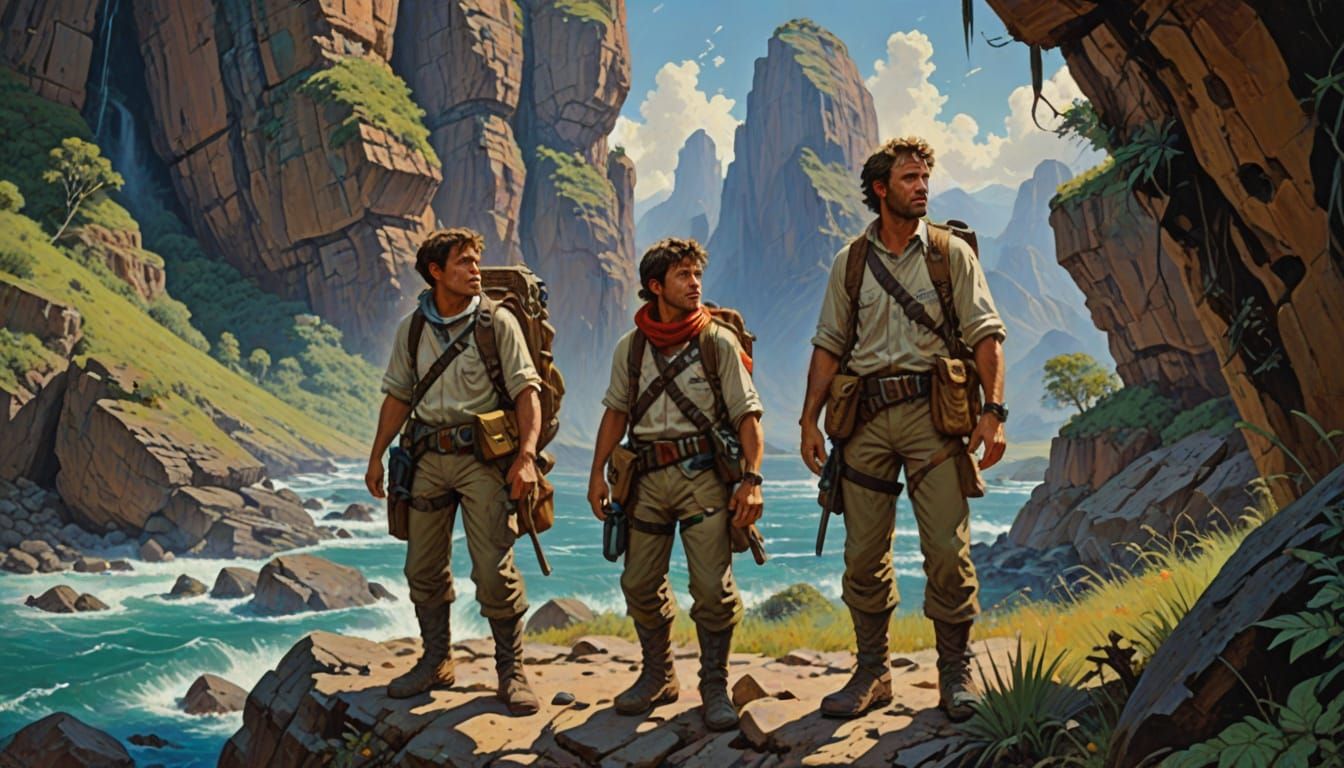 Adventurers Explore Exotic Lands: Oil Painting