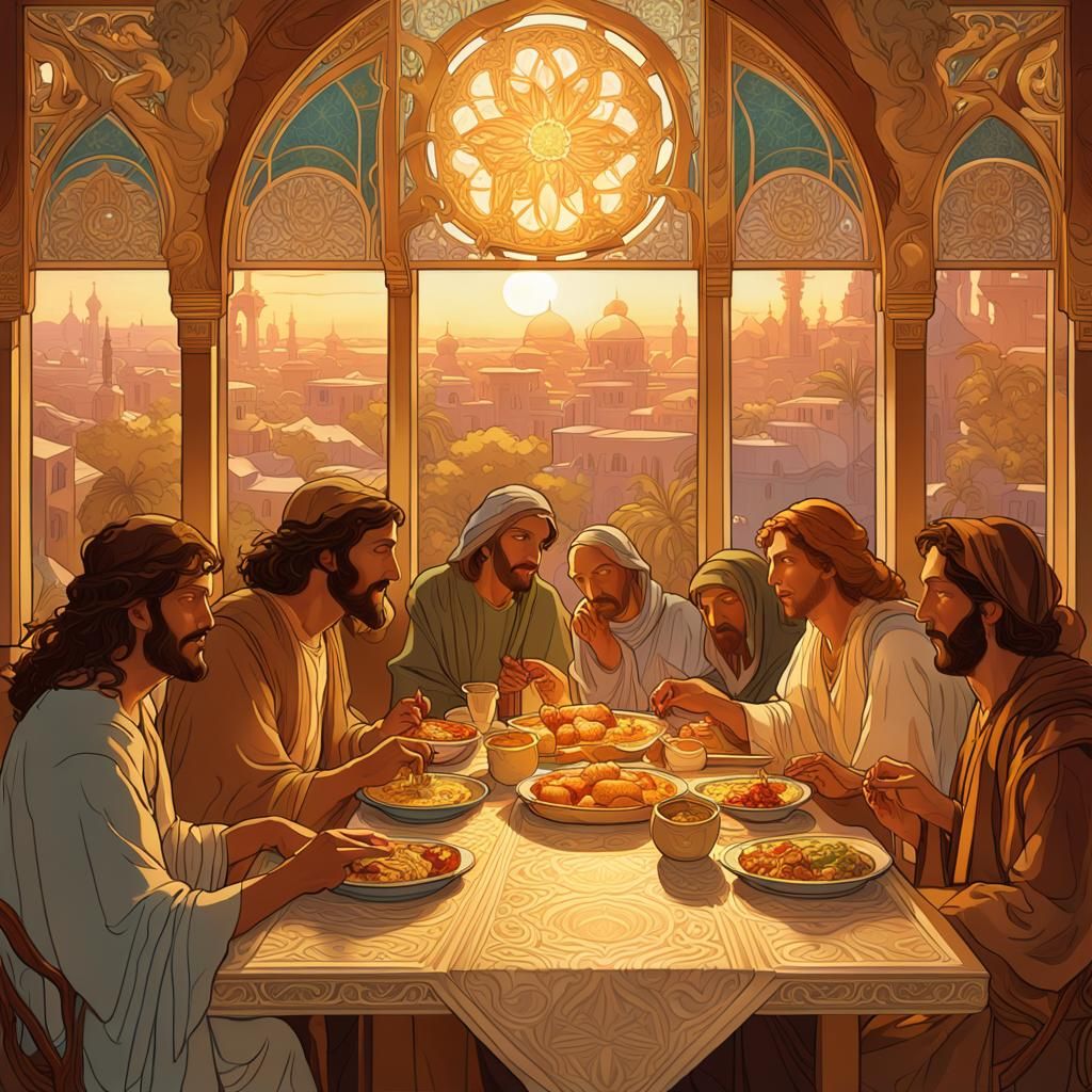 Middle Eastern Last Supper in Art Nouveau Style