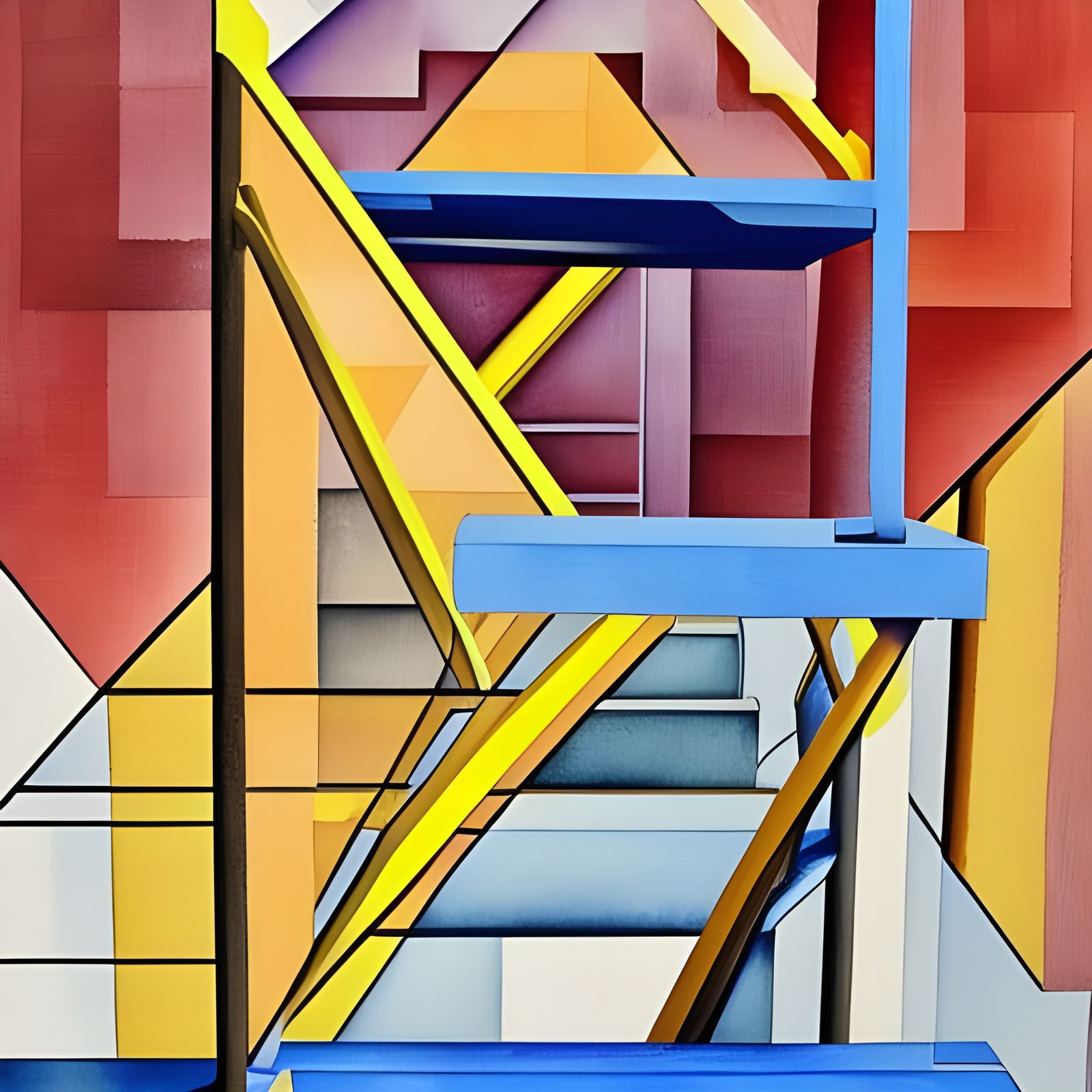 Stairs (Geometric composition in the style of precisionist artist Charles Demuth)