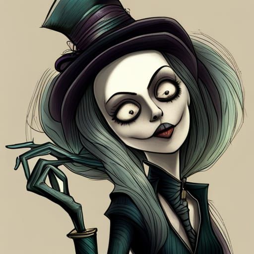 Jack Skellington Character in Tim Burton Style