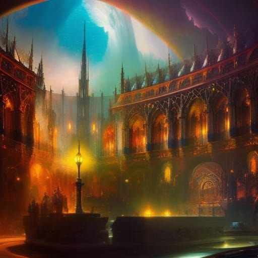 Galactic Explosion with Iridescent Colors in Digital Art