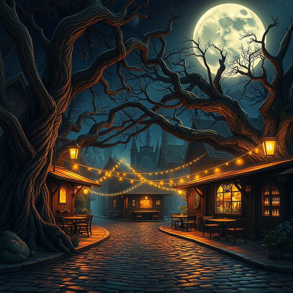 Whispers of Wonder in a Mystical Night Cafe