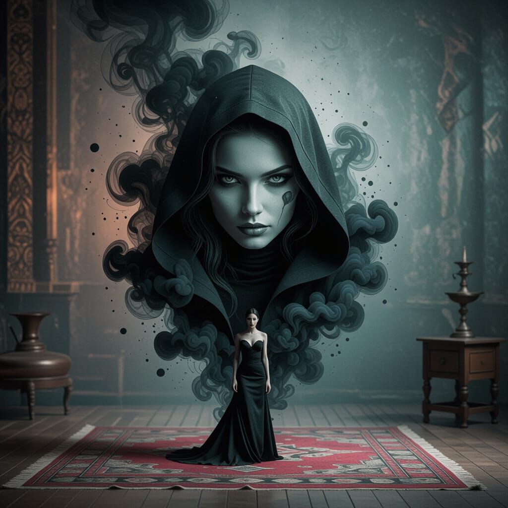 A striking and vivid digital illustration by Nillad. A mesme...