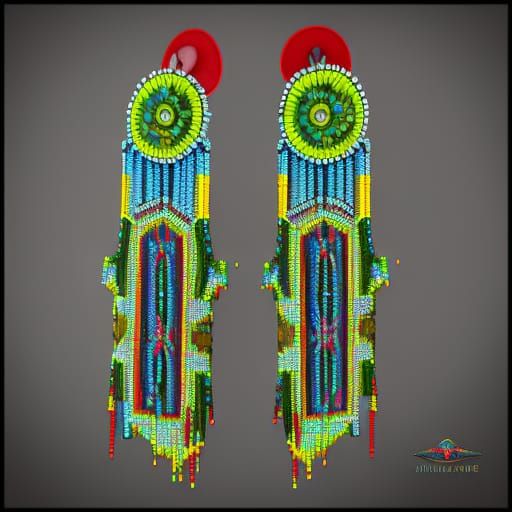 Detailed Indigenous Beaded Earrings: Fantasy Concept Art
