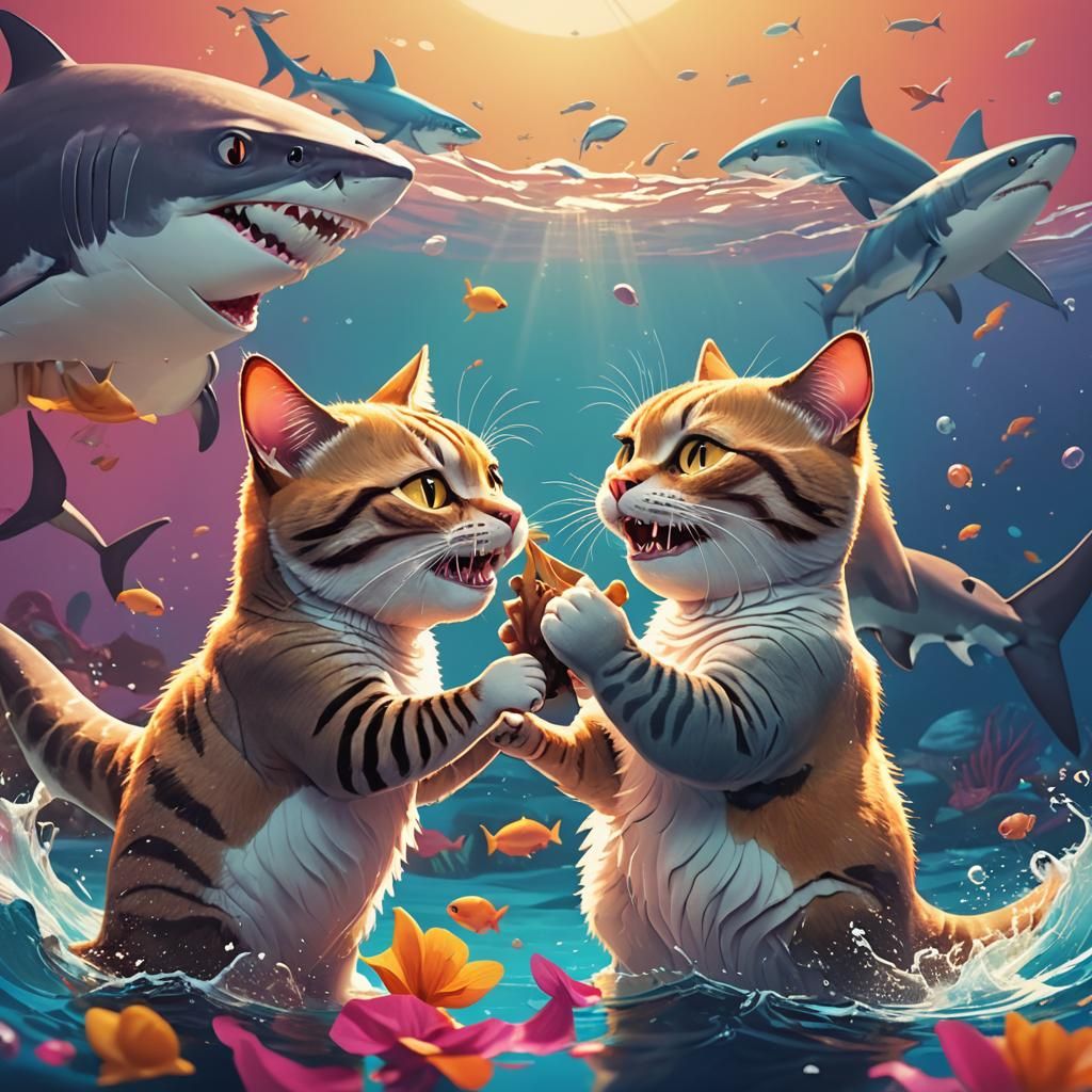 Two Cats Wedding Ceremony in Pixar Style