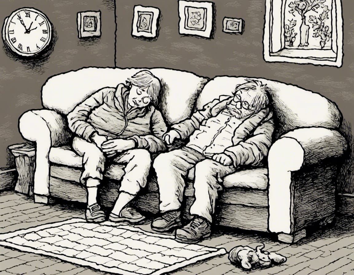 Elderly Couple Asleep on New Year's Eve