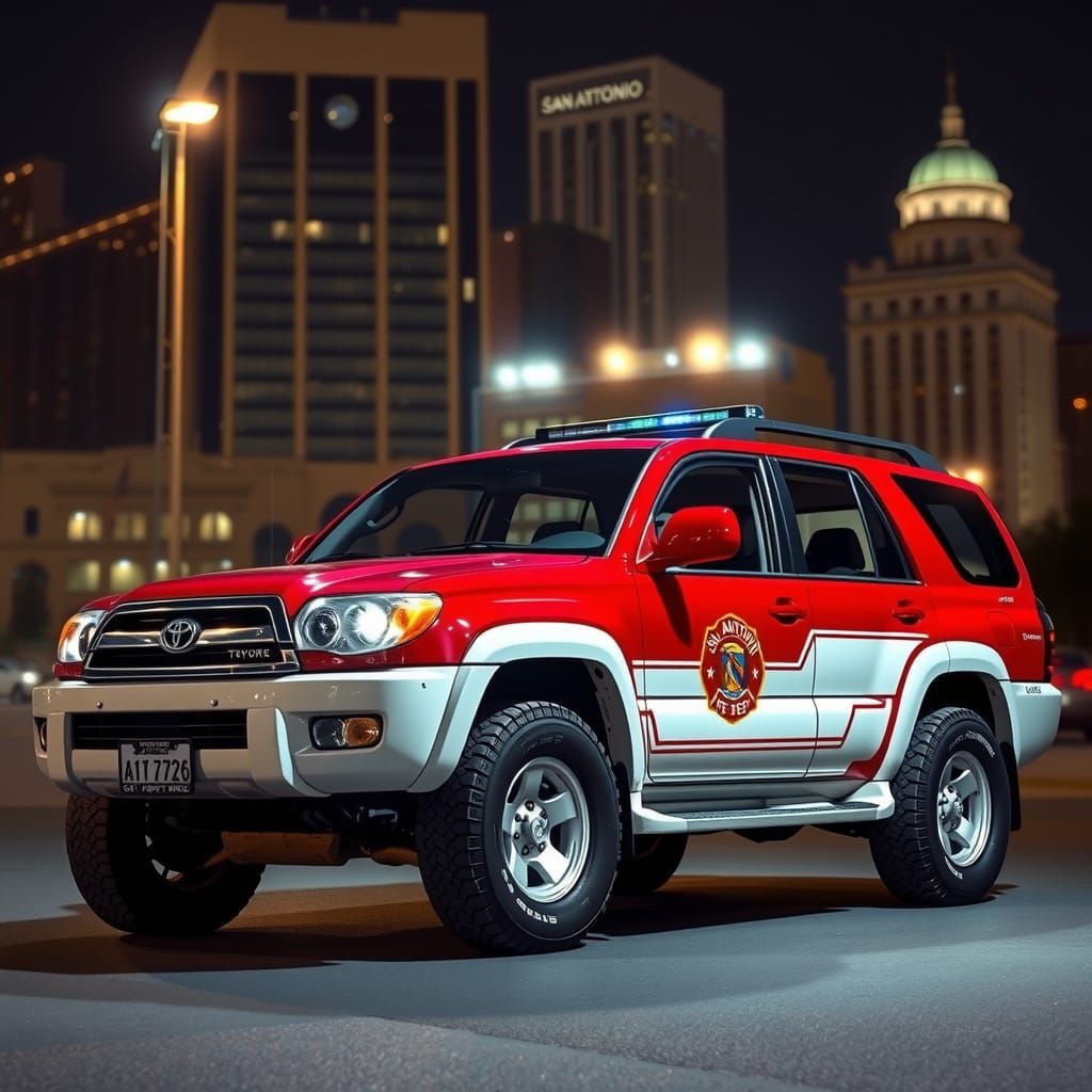 Fire Engine Red 2001 Toyota 4Runner in Downtown San Antonio