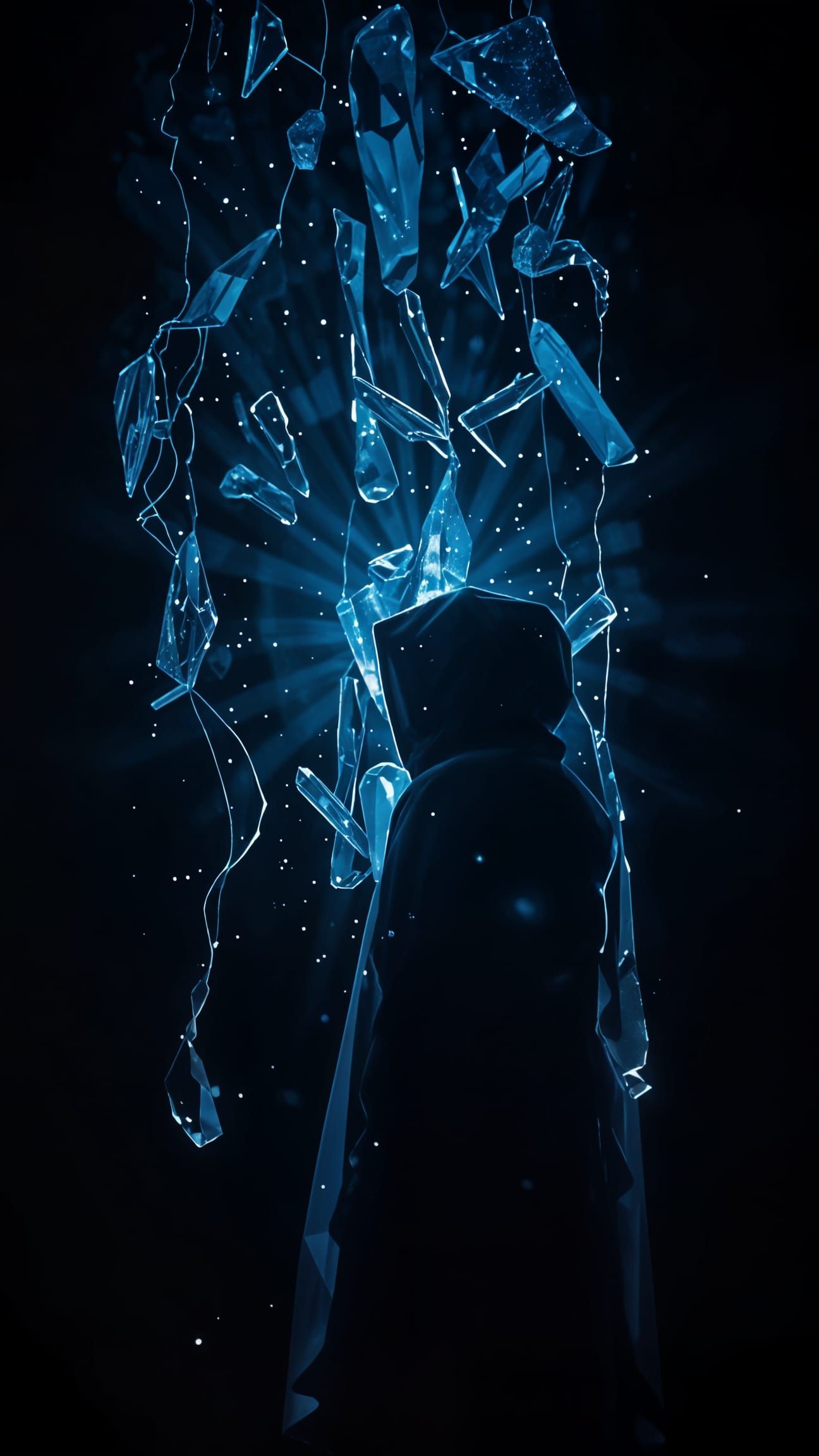 Ethereal Hooded Figure in Crystalized Calm