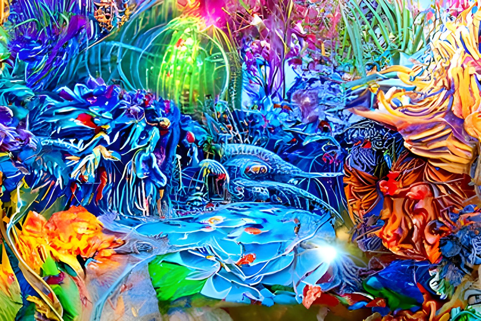 Ethereal Gathering in Hyperspace Jungle, Hyperdetailed Art
