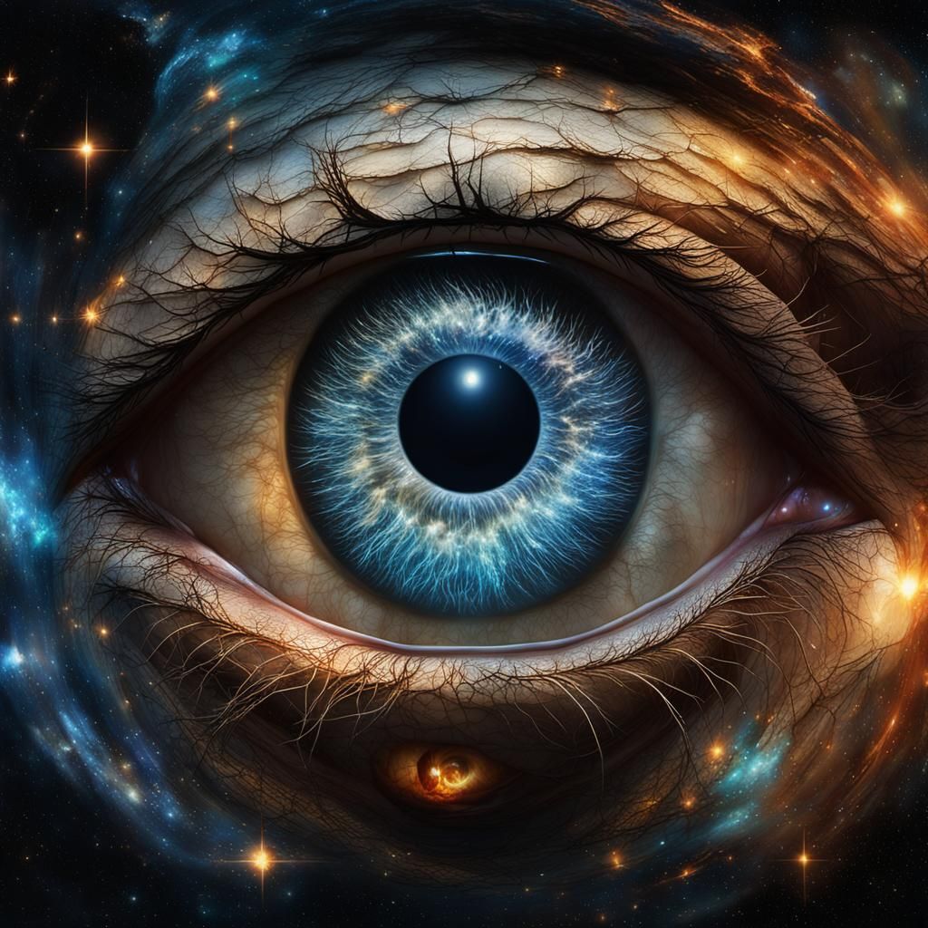 Cosmic Portrait: Man with Reflective Eyes
