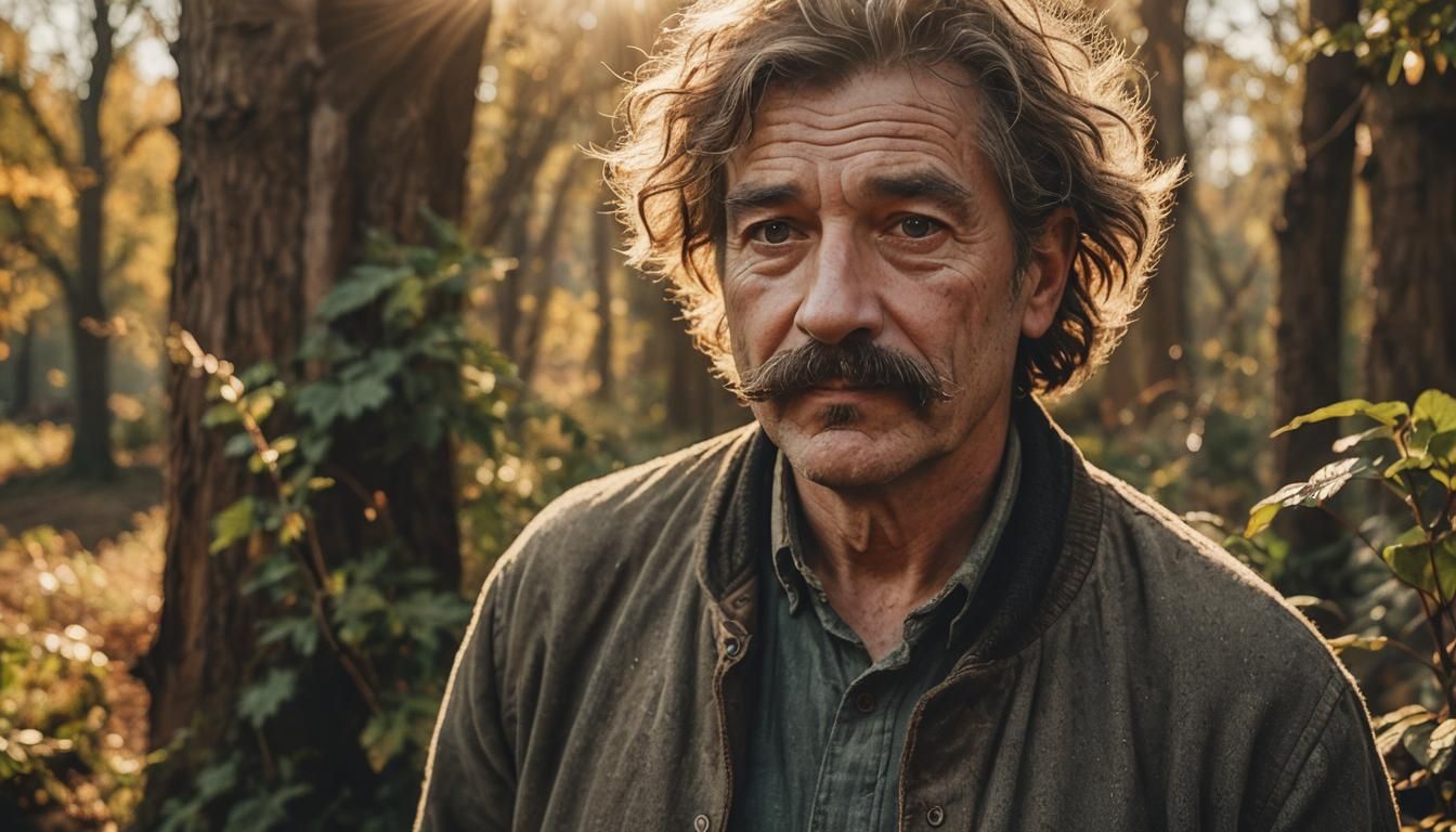 Rustic Portrait of a Disheveled Man in Rembrandt Lighting
