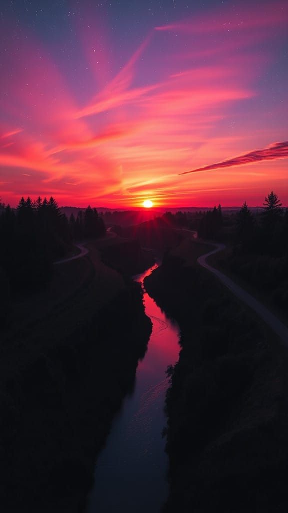 Radiant Sunrise over Winding River