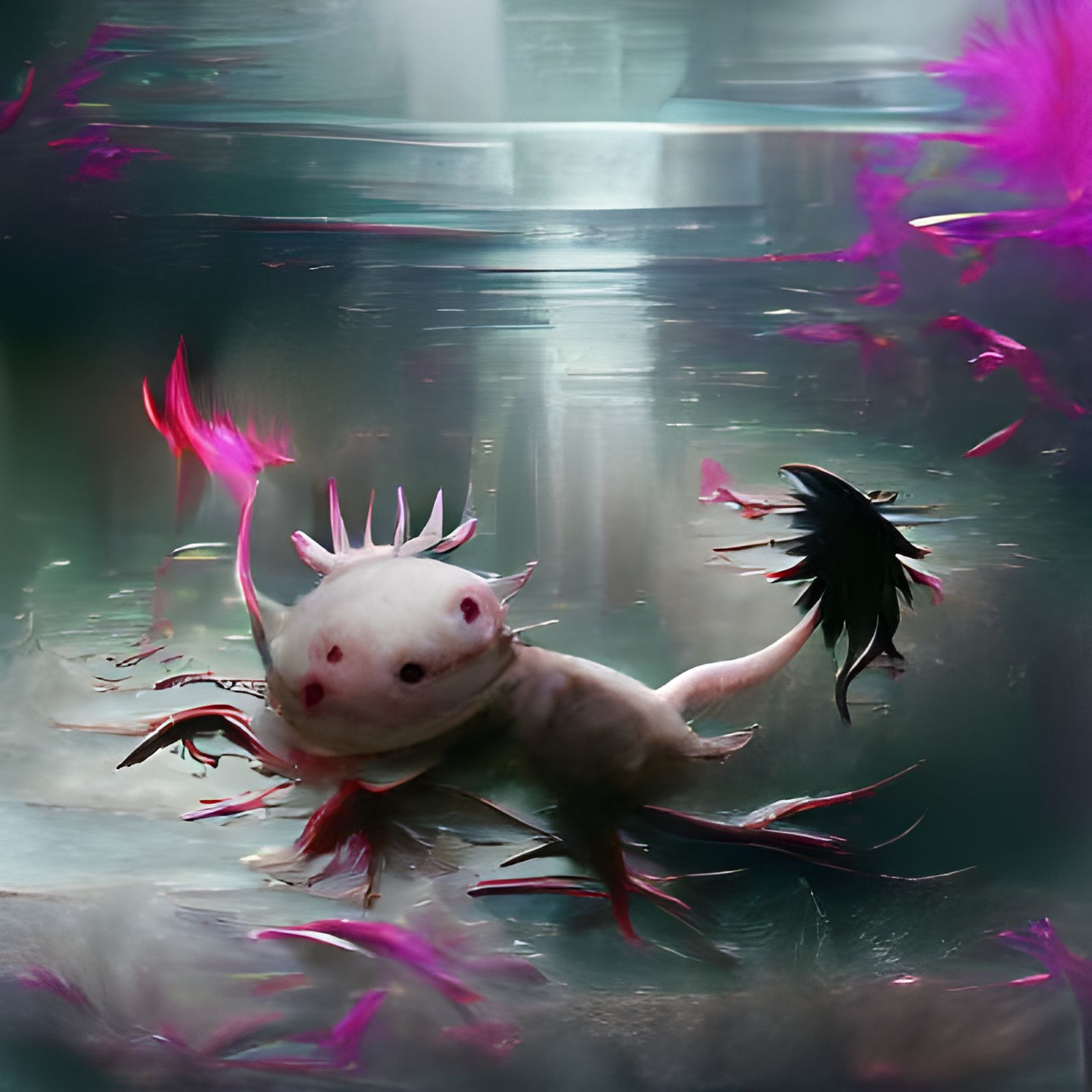 Sinister Axolotl: A Dark Fantasy Portrait