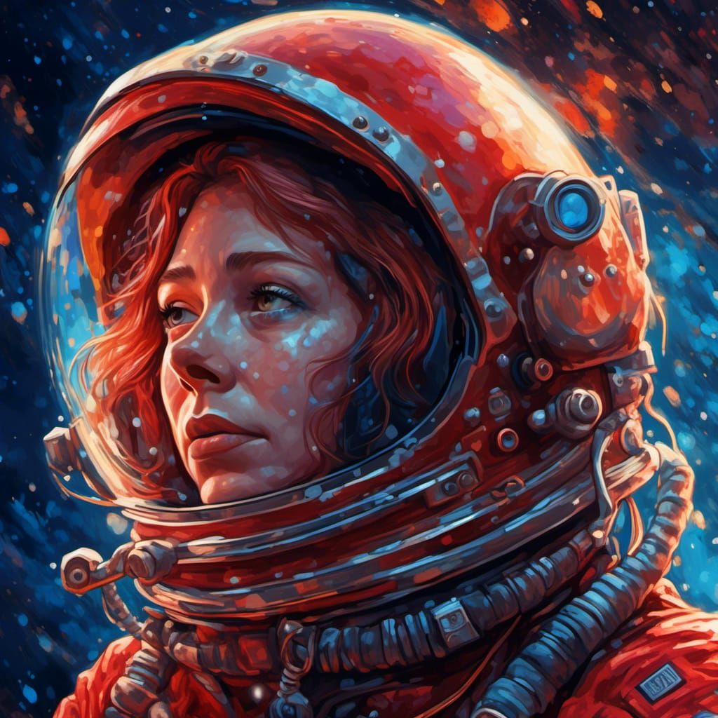 Sad Cosmonaut Crying in Space: Hyperreal Advertising Poster