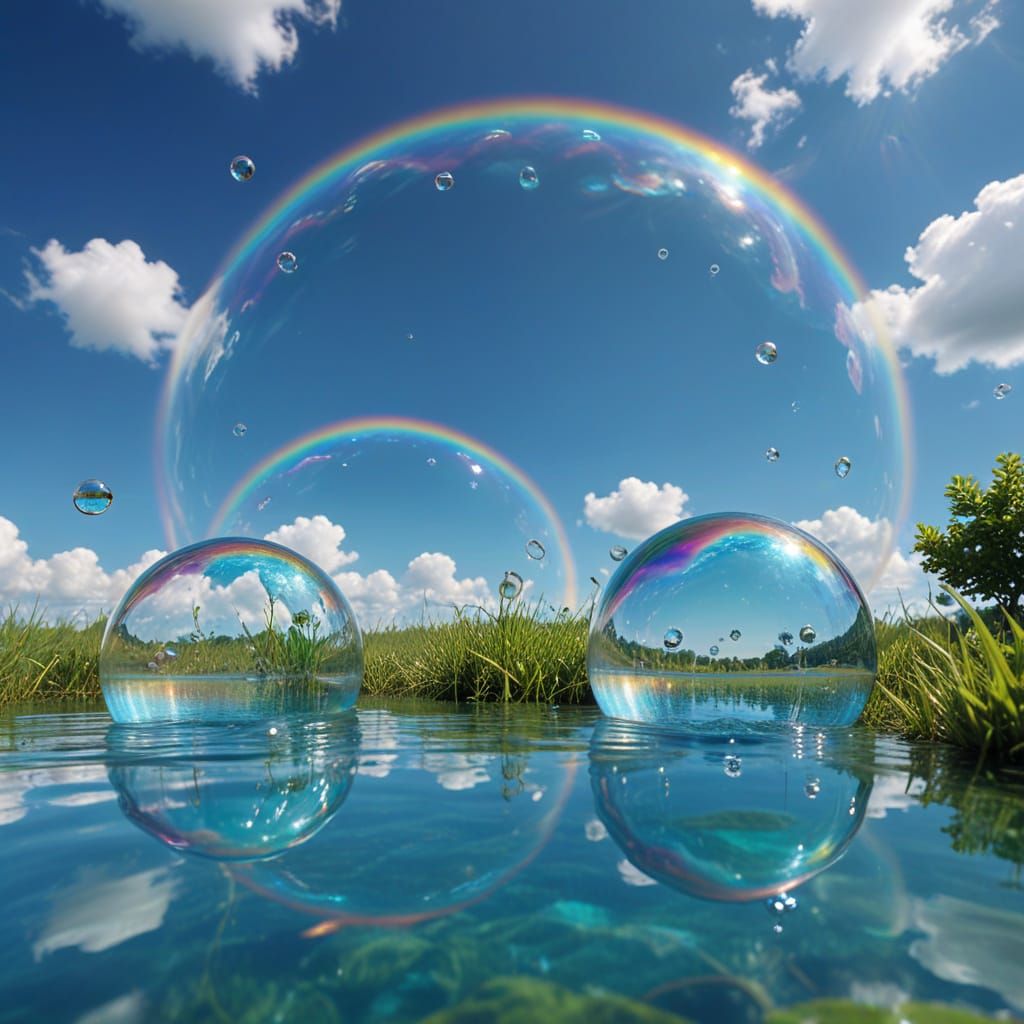 Y2K Computer Graphics: Underwater Meadow with Bubbles