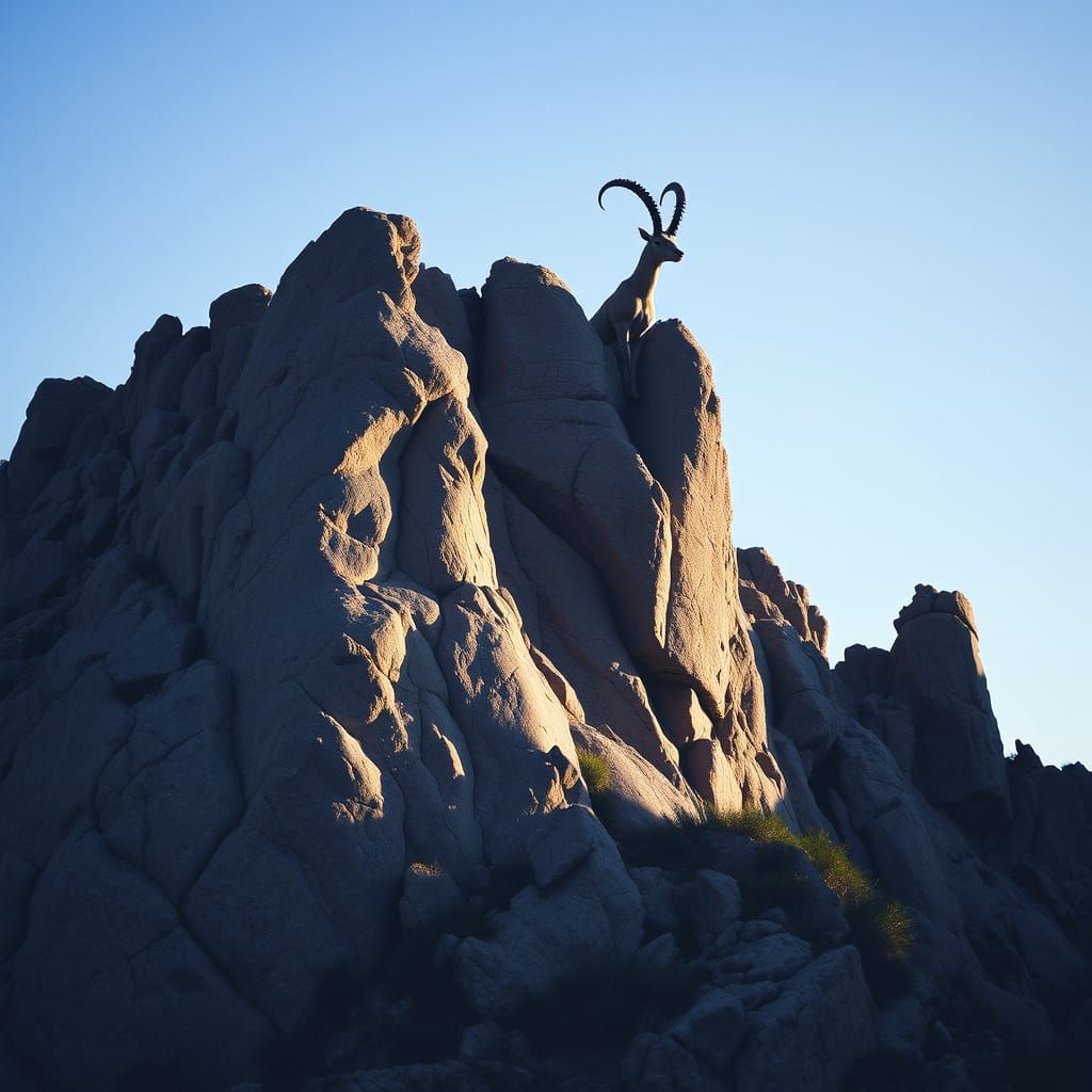Ibex Masterfully Climbing Rocky Terrain