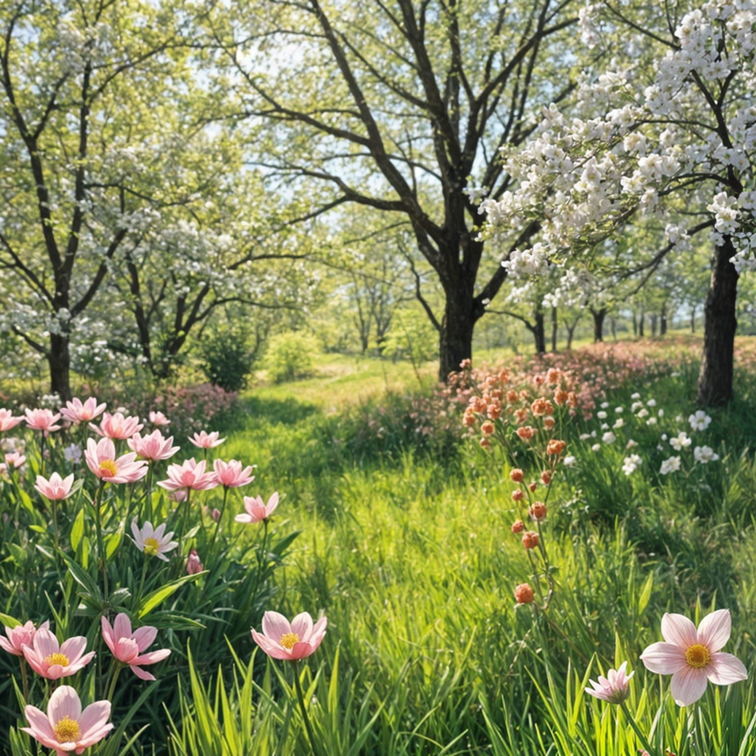 Dreamy Spring Landscape in Impressionist Style