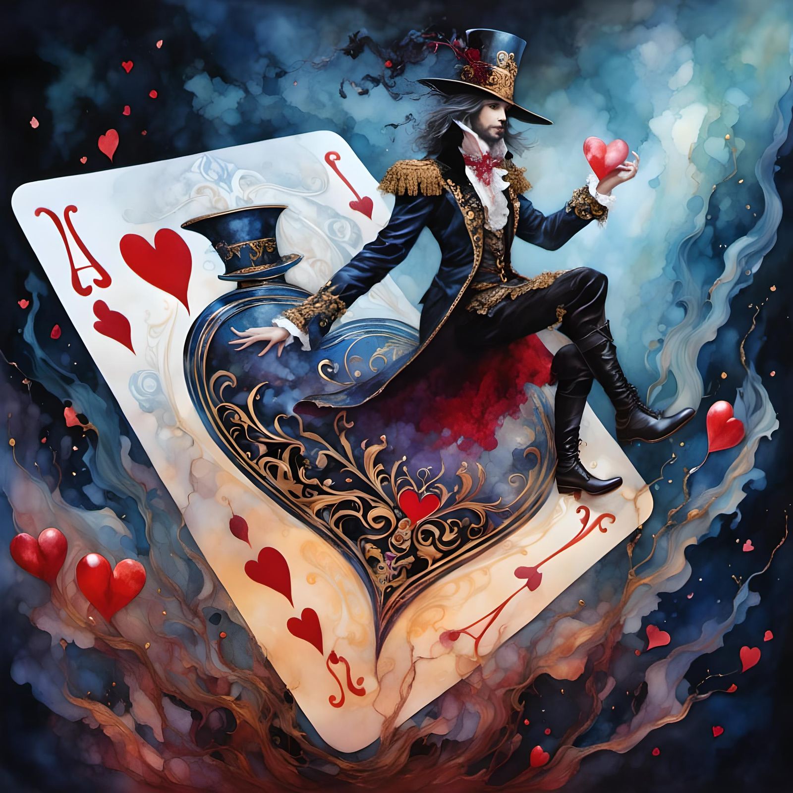 Jack of Hearts Portrait with Golden Outlines