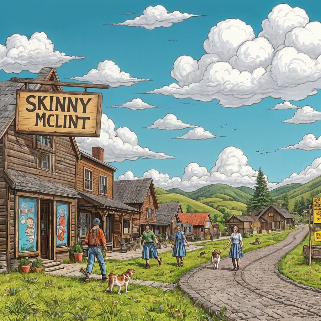 Whimsical Appalachian Village Scene