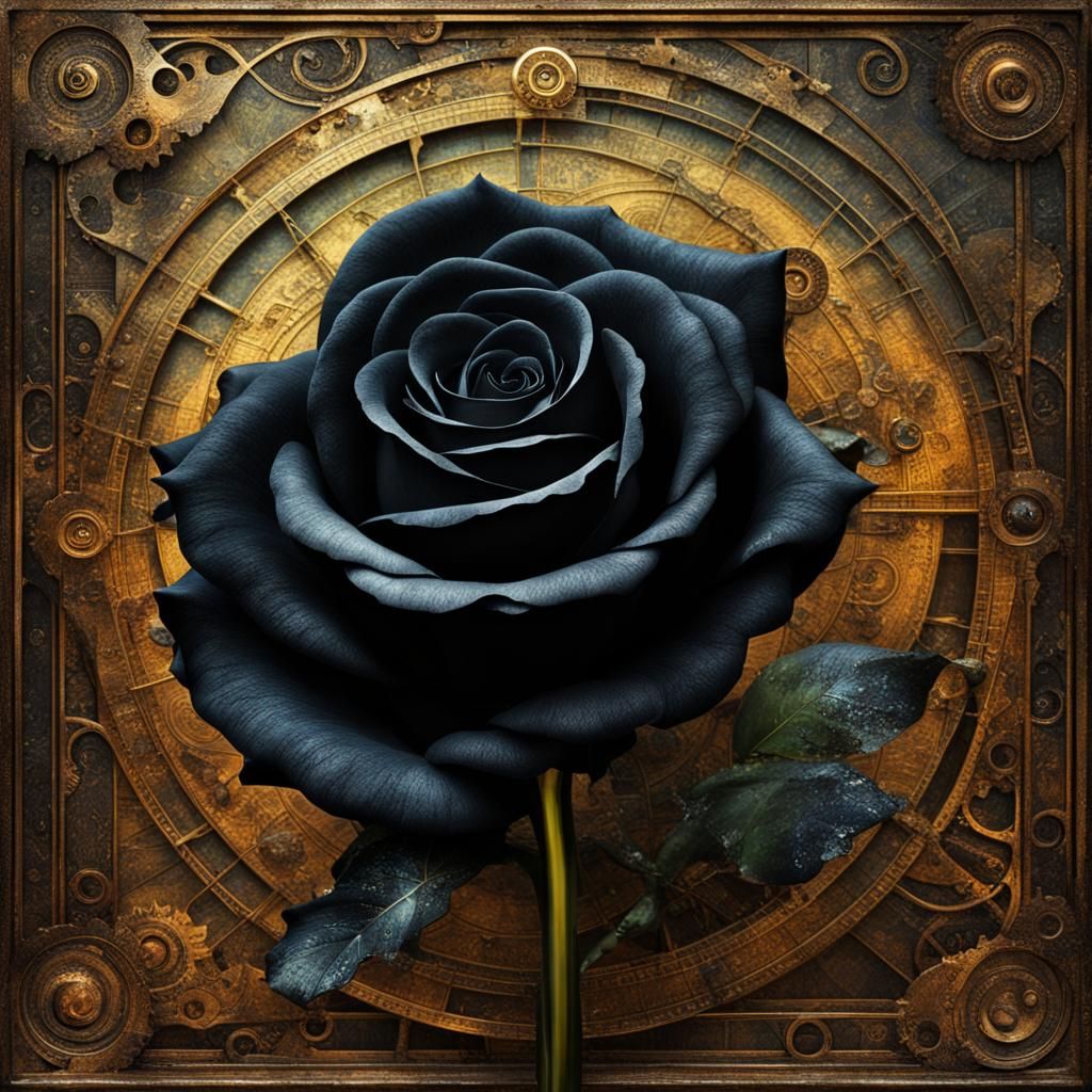 Steampunk Woman with Rose in Vivid Colors