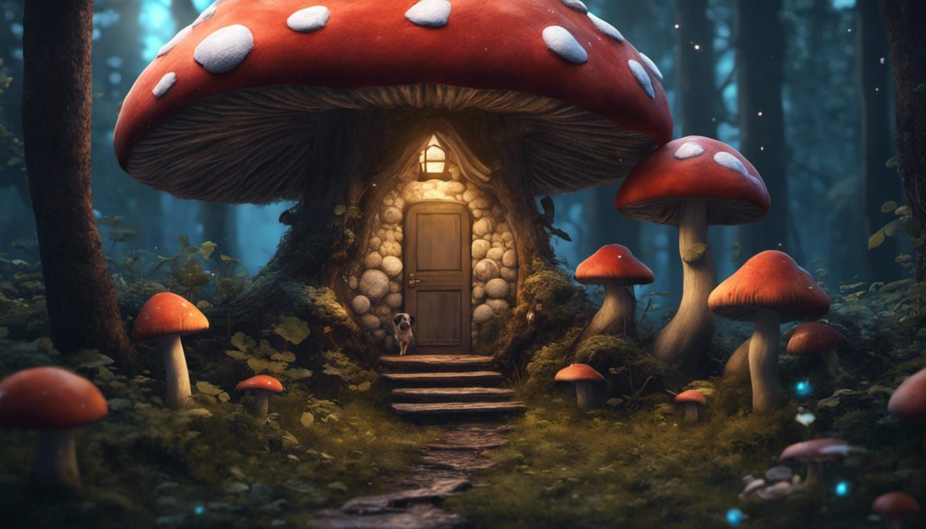 Pug's Mushroom House Porch: A Fantasy Concept