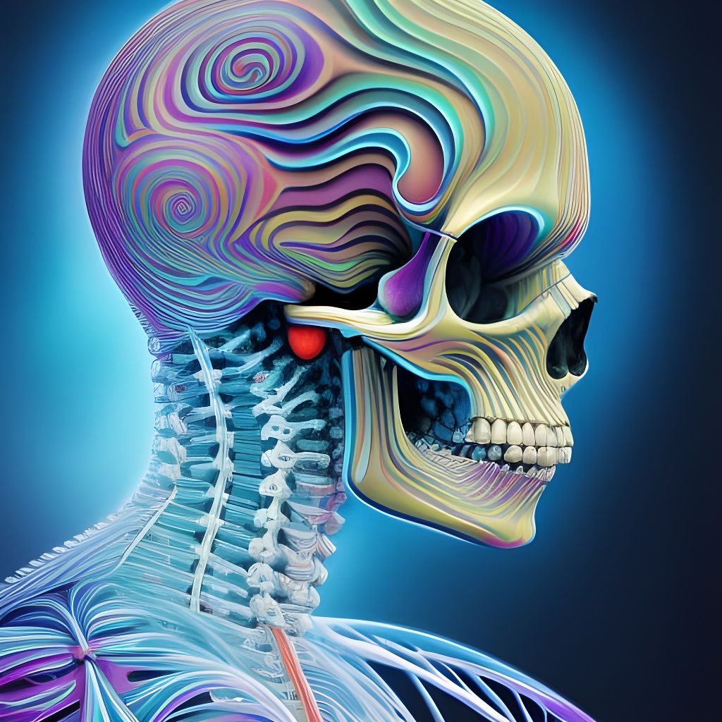 Colorful Neon Skull 3D Illustration