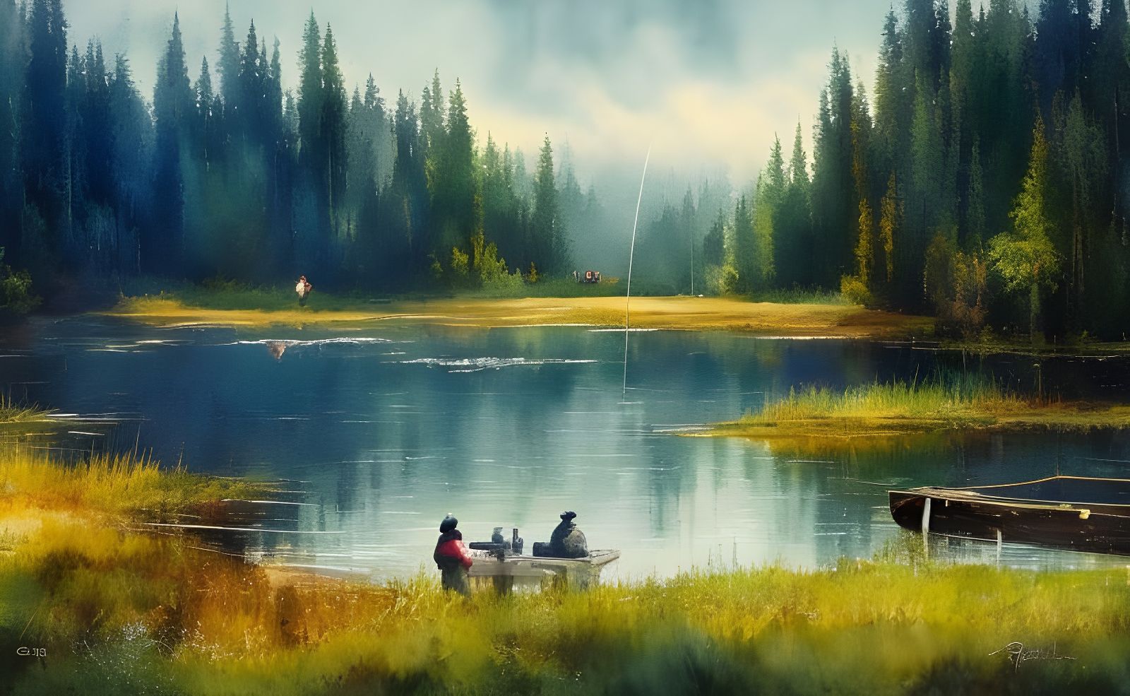 Rainy Summer Day Fishing: Naturecore Expressionism